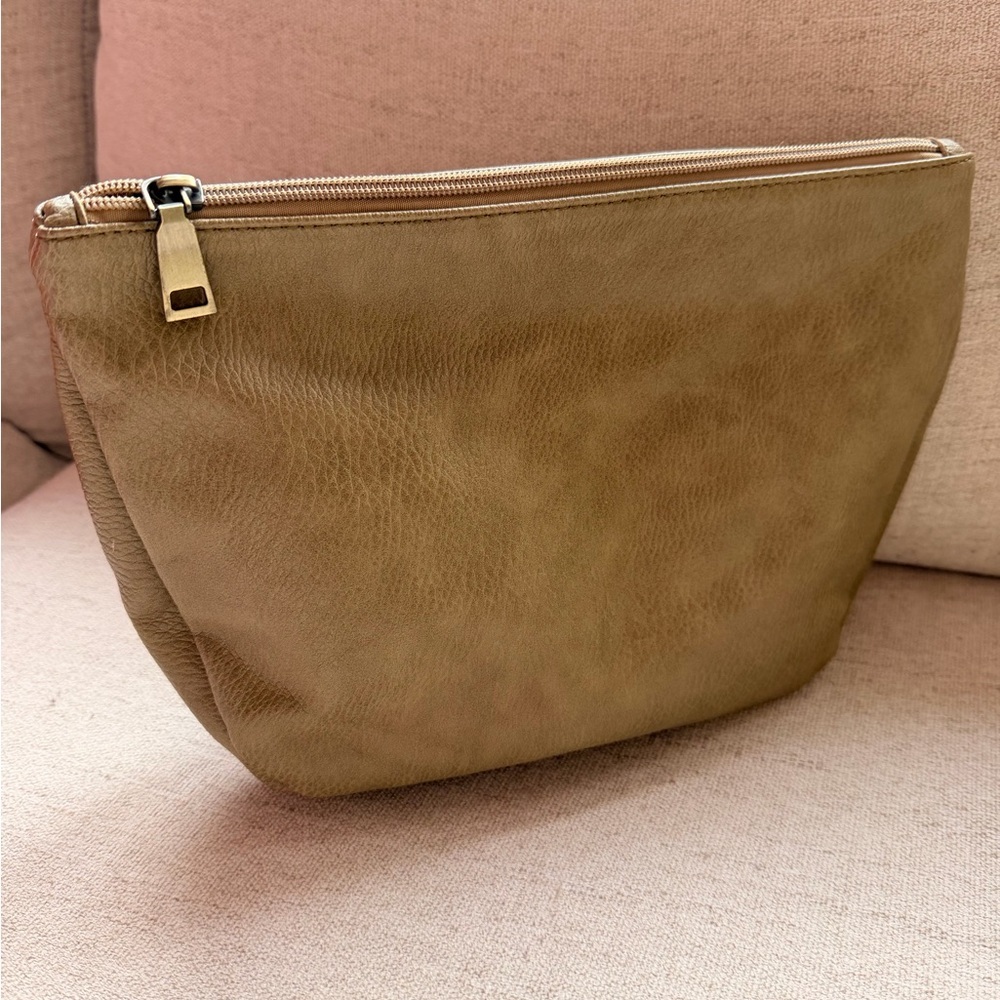 Anthropologie Cream  leather Wristlet Clutch